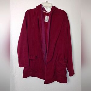 Anthropologie Saturday Sunday Dark Red Hooded Cardigan Jacket Size Small